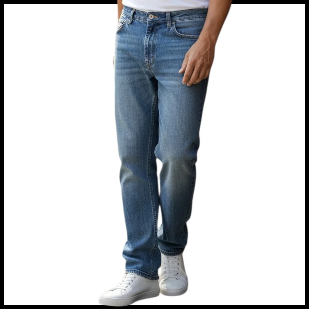 Lands' End Men's Relaxed Jeans in Light Blue Wash